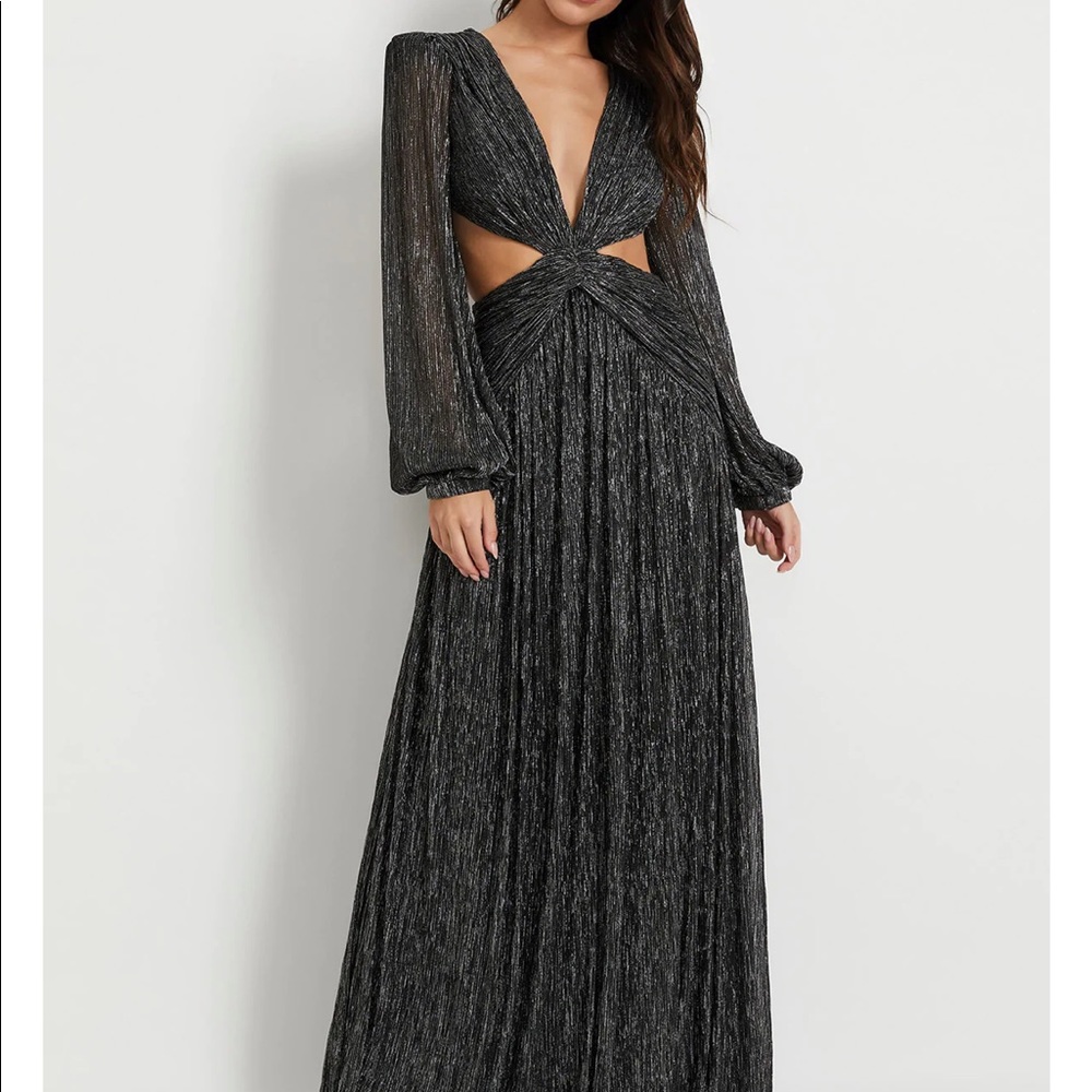 Patbo Sparkly Plunge LUREX CUT-OUT GOWN